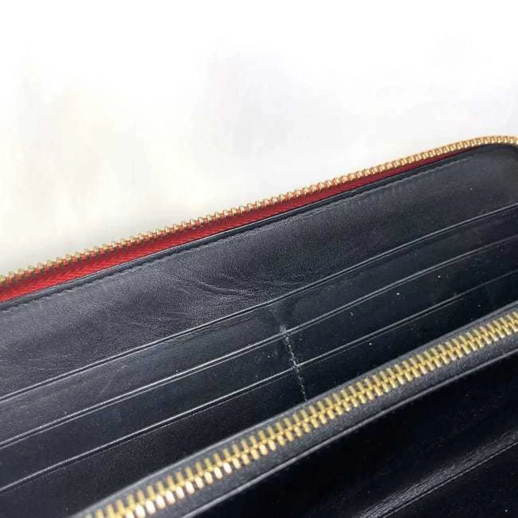 Pre-Owned Loewe Round Long Wallet Red Gold Repeat Anagram 107N55.F13 Leather GP LOEWE Embossed Women's (Good)