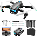 Drone with Camera for Adults Kids Beginners,Mini FPV Drones with 4K HD Dual Camera,Foldable RC Quadcopter Drone, One Key Take Off/Landing with 3 Batteries RC Toys Gifts for Kids and Adults (Black)