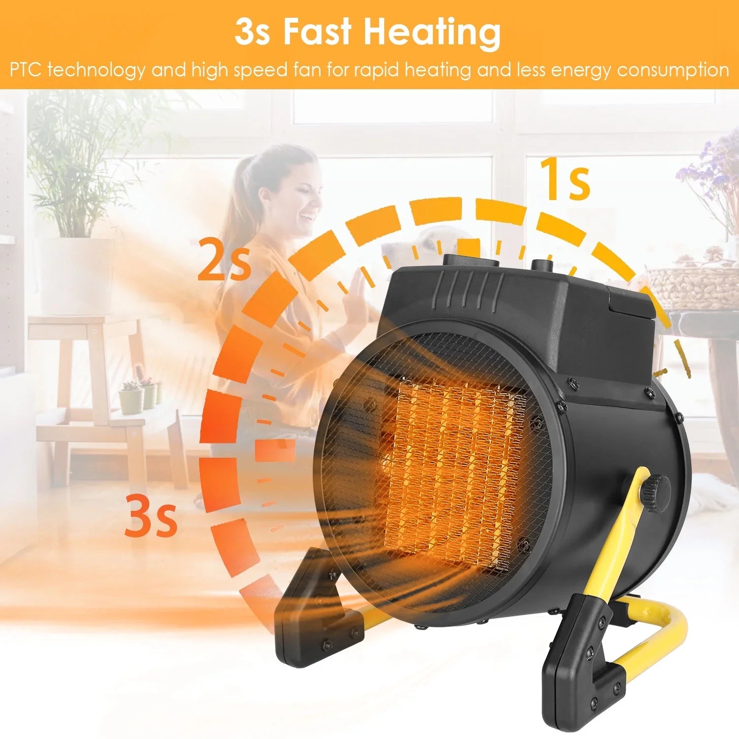 iMounTEK 1500W Portable Electric Space Heater Personal Fan with Overheat Protection Adjustable Temperature Ceramic Heater for Bedroom Office Desk