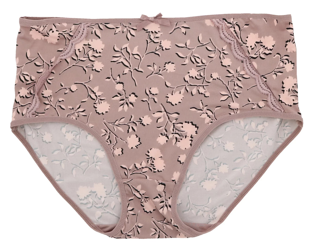 Delta Burke Intimates Women's Plus Size Sexy Classic High Rise Brief Panties (5Pr) (Large, Pink Floral Dots)