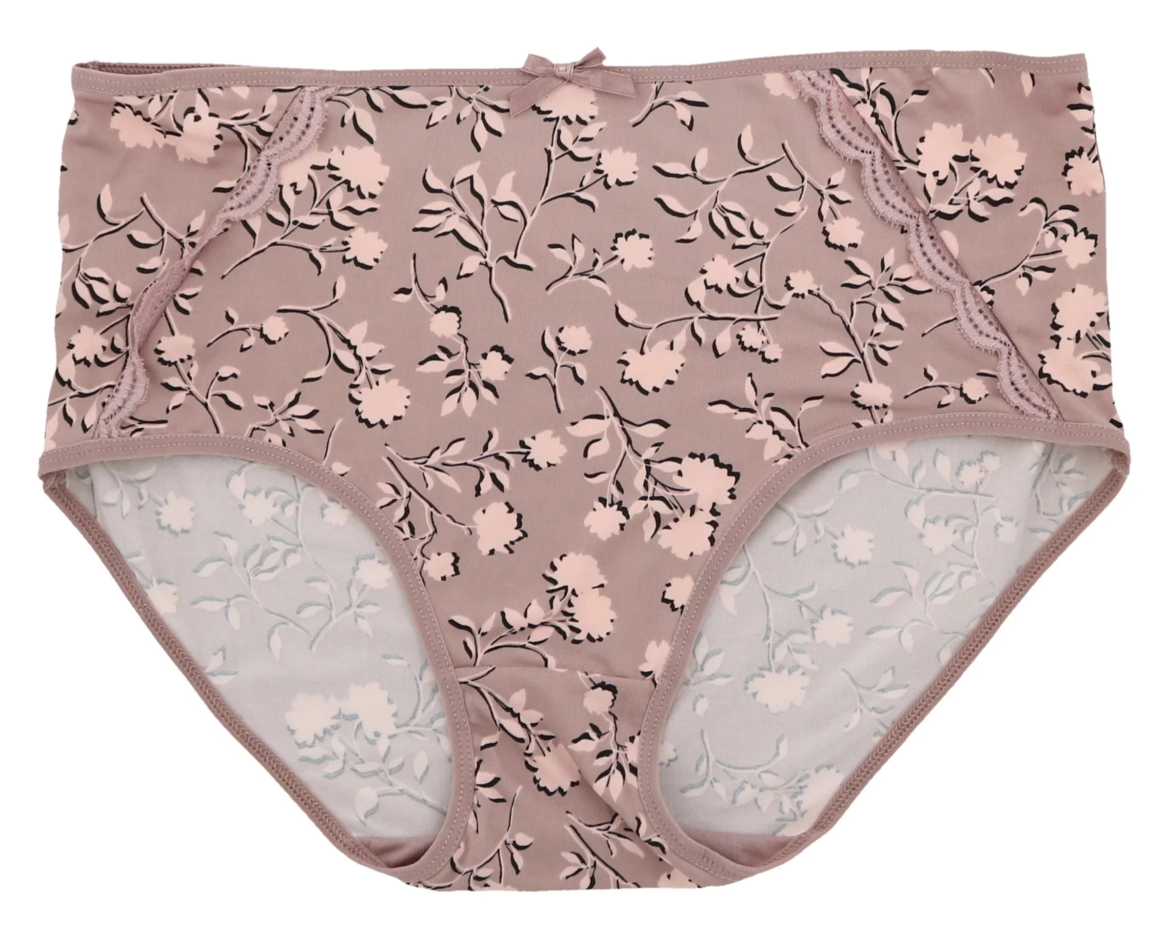 Delta Burke Intimates Women's Plus Size Sexy Classic High Rise Brief Panties (5Pr) (Large, Pink Floral Dots)