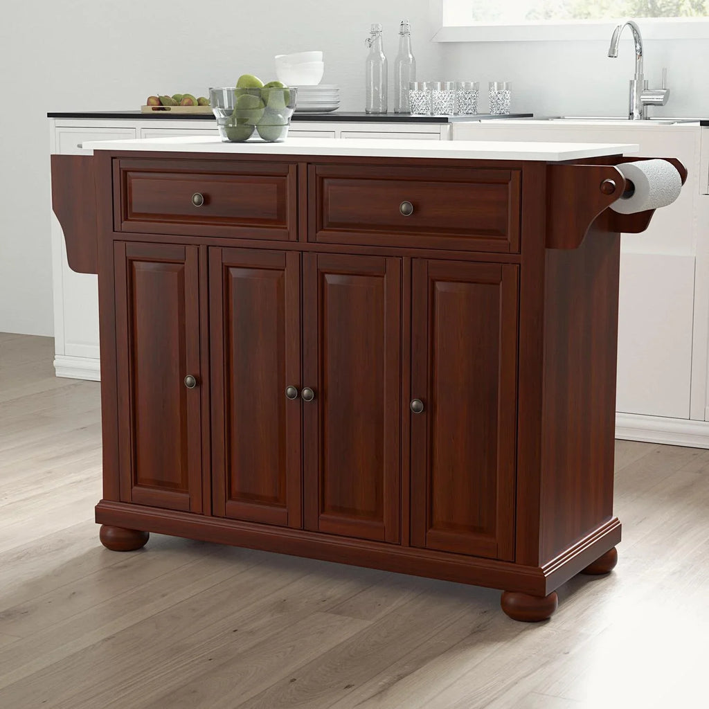 Maykoosh Country Cottage Stone Top Full Size Kitchen Island/Cart Black/White