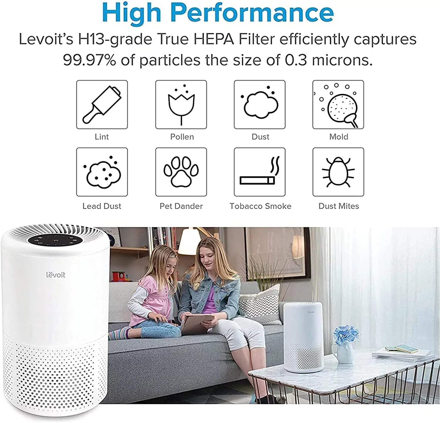Levoit Air Purifier Replacement Filter Vista 200-RF, Genuine, 2 Pack