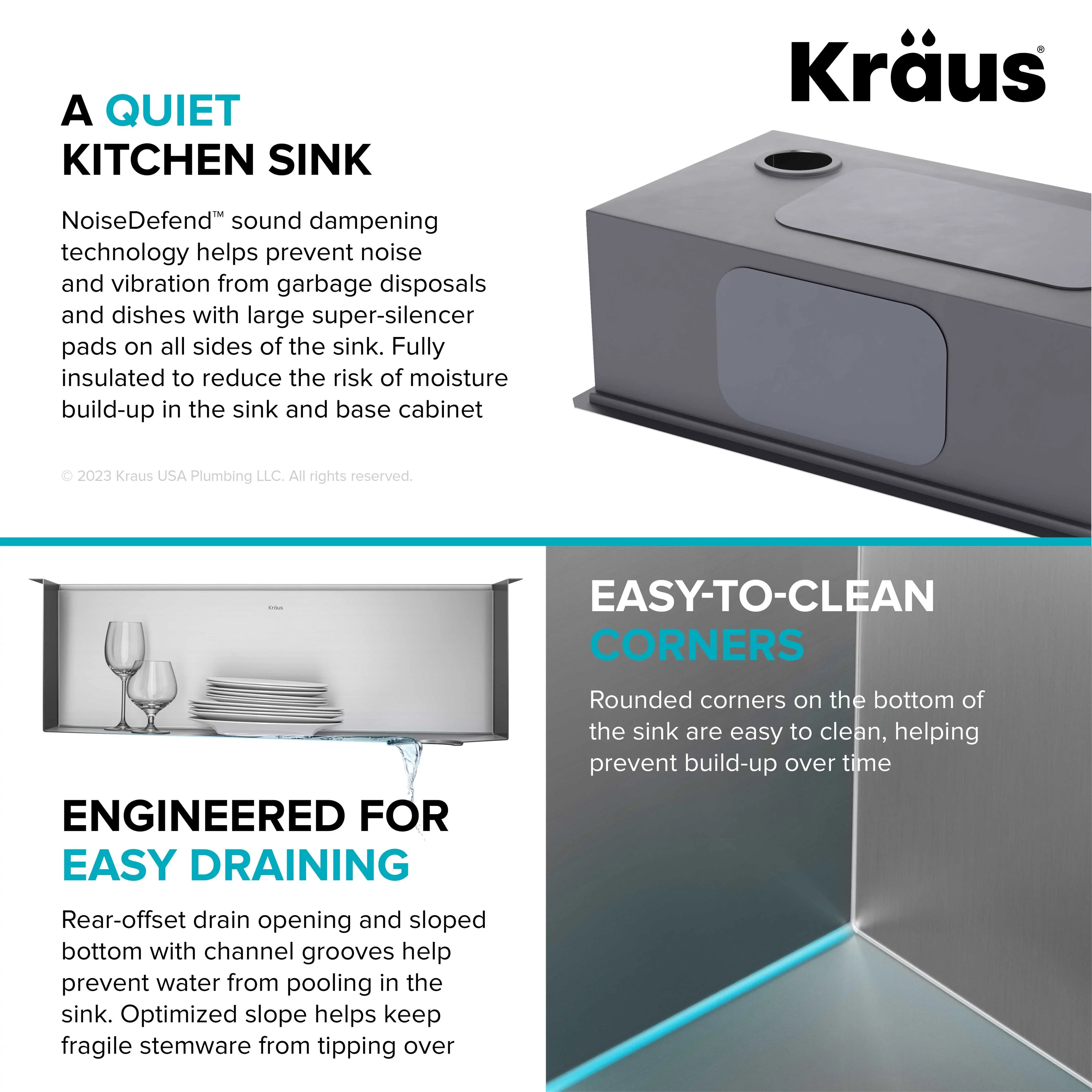 Kraus Kore 28Undermount Workstation 16 Gauge Stainless Steel Single Bowl Kitchen Sink with Accessories