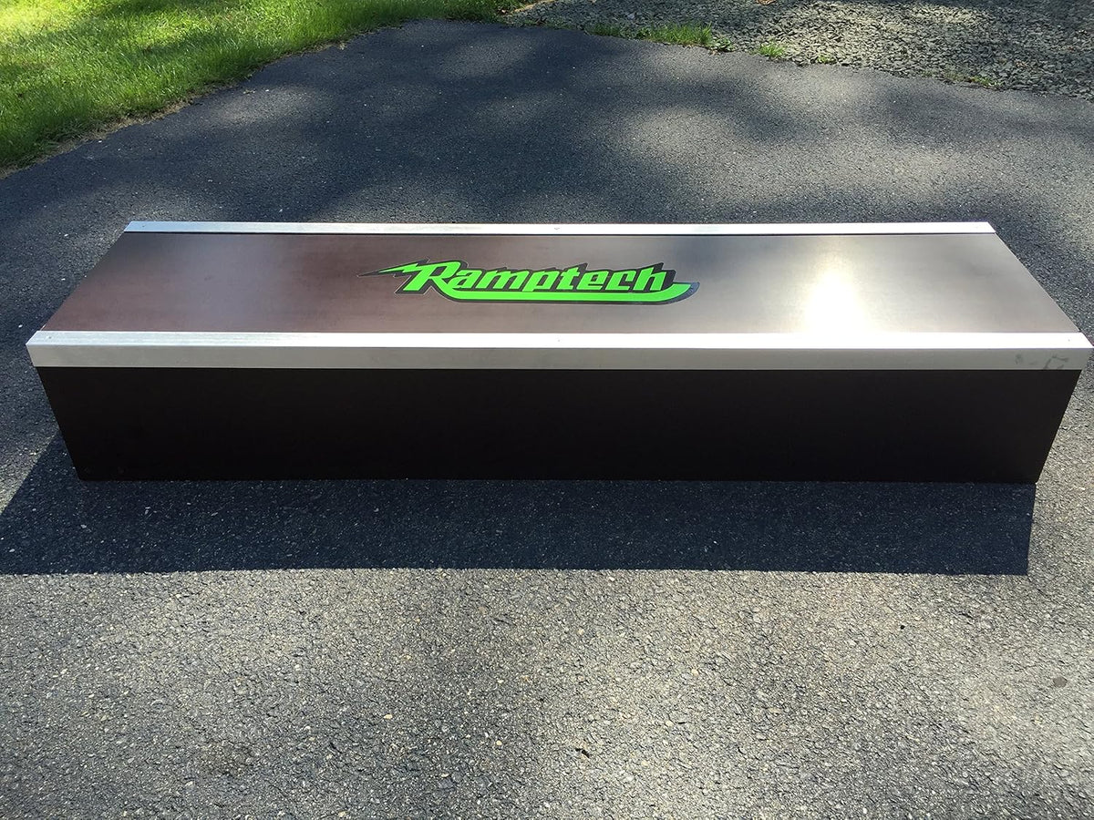 Ramptech Mini Grind Box (10" Tall x 16" Wide x 5' Long) - Weatherproof, Heavy-Duty Indoor and Outdoor DIY Skateboard Grindbox Kit - Portable Box with Galvanized Steel Edges and HDO Wood Sides