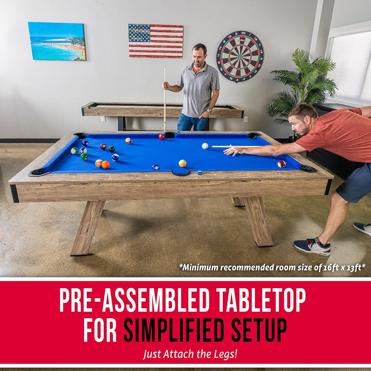 GoSports 7 ft Pool Tables with Wood Finish - Choose Your Style - Modern Billiards Table with 2 Cue Sticks, Balls, Rack, Felt Brush and Chalk