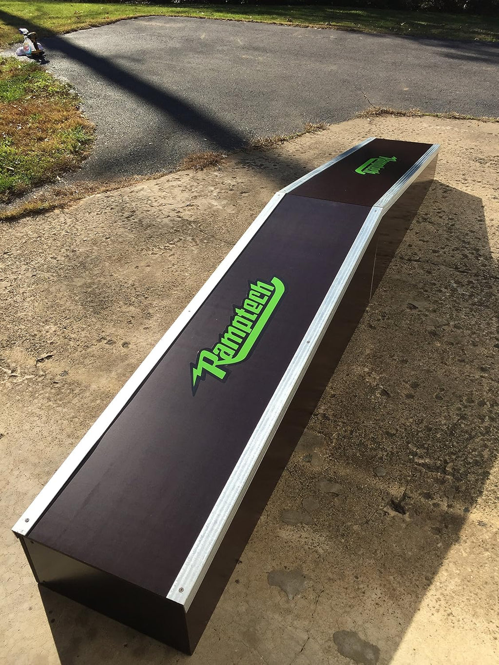 Ramptech A-Frame Grind Box (8-16" Tall x 16" Wide) - Weatherproof, Heavy-Duty Indoor and Outdoor DIY Skateboard Grindbox Kit - Portable Box with Galvanized Steel Side Angles & HDO Wood Body