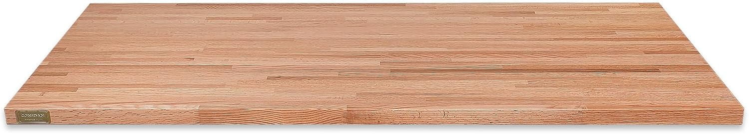 Butcher Block Counter Top, Grown Oak Solid Hardwood Countertop, Wood Slabs For Kitchen, Reversible, Both Side Polished, Prefinished With Food-Safe Oil, 1.5" Thickness, 84" L X 25" W