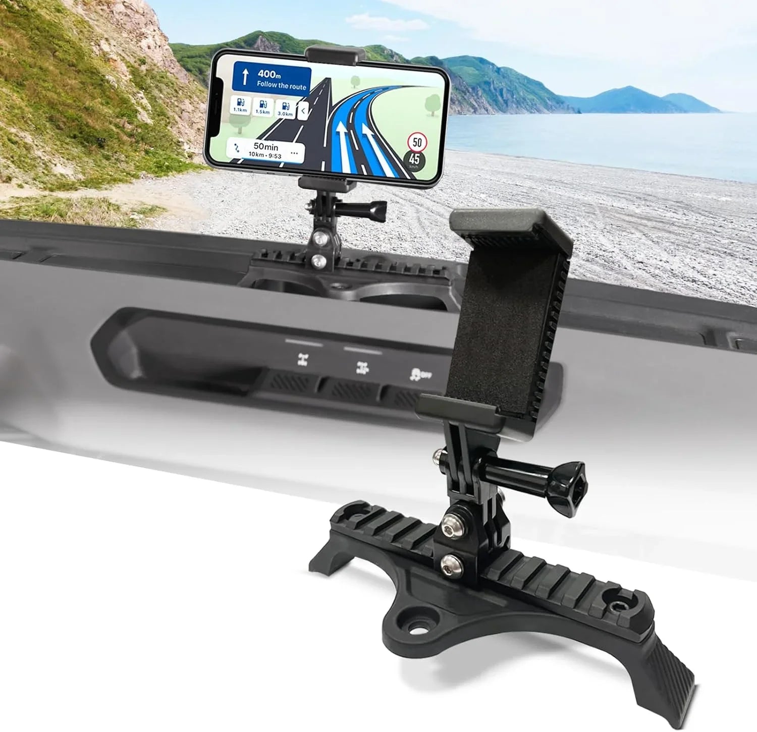 for Ford Bronco Picatinny Rail Phone Holder with Locking Action Dash Phone Mount Adapter, DIY Base Platform