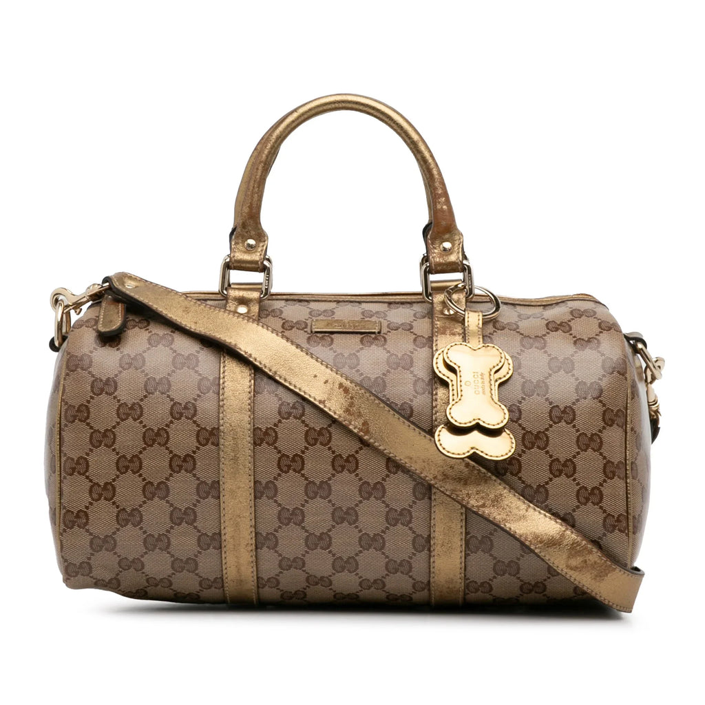 Pre-Owned Authenticated Gucci GG Crystal Joy Satchel Coated Canvas Fabric Brown Unisex (Fair)