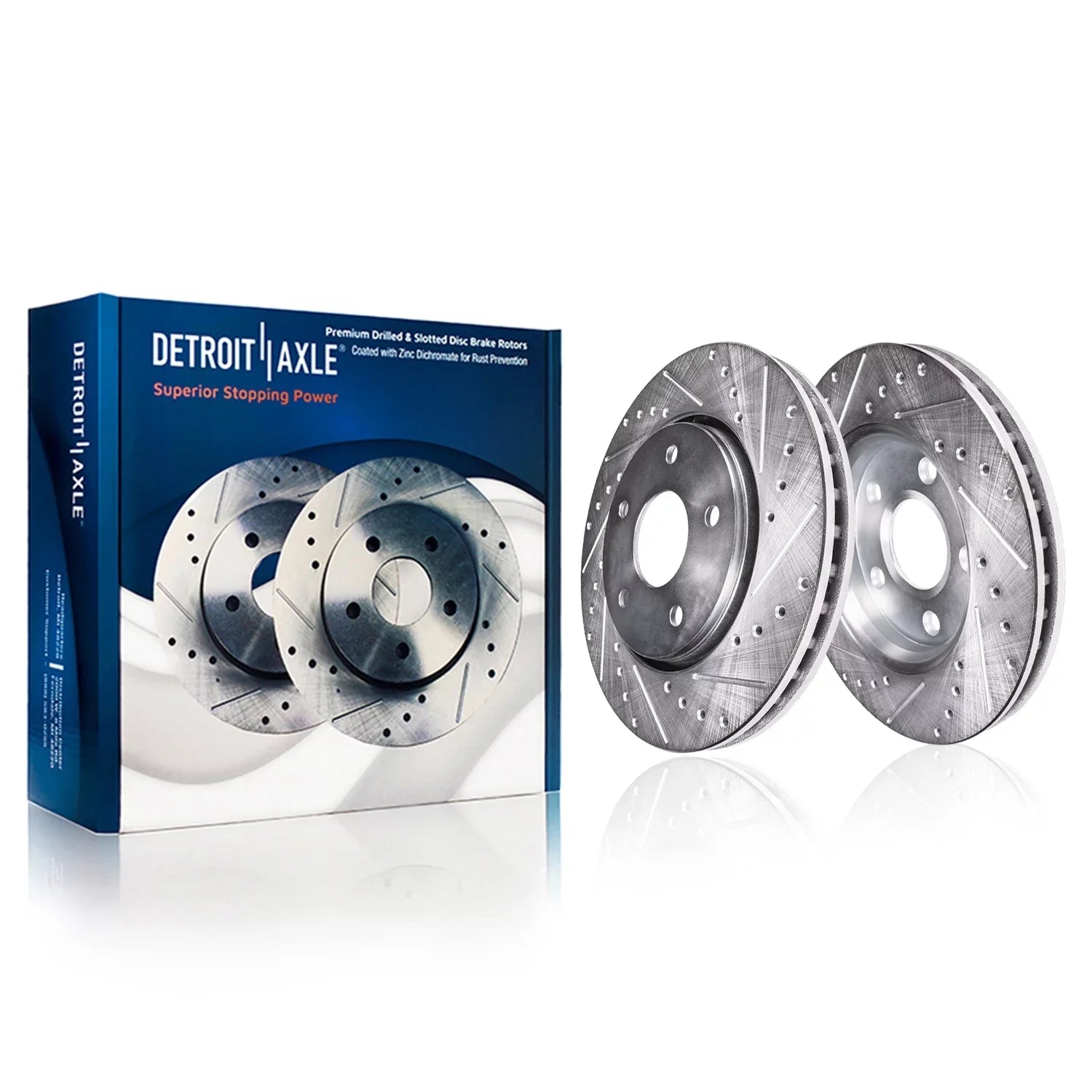 Detroit Axle - Brake Kit for 2007-2017 Jeep Wrangler Front & Rear Drilled Slotted Brakes Rotors Ceramic Brake Pads 2008 2009 2010 2011 2012 2013 2014 2015 2016 Replacement : 11.89'' Front Rotor