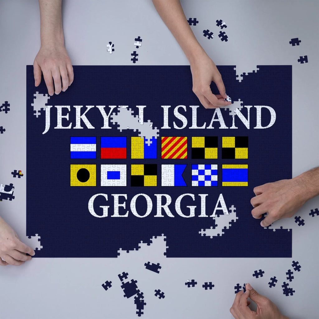 Jekyll Island, Georgia, Nautical Flags (1000 Piece Puzzle, Size 19x27, Challenging Jigsaw Puzzle for Adults and Family, Made in USA)