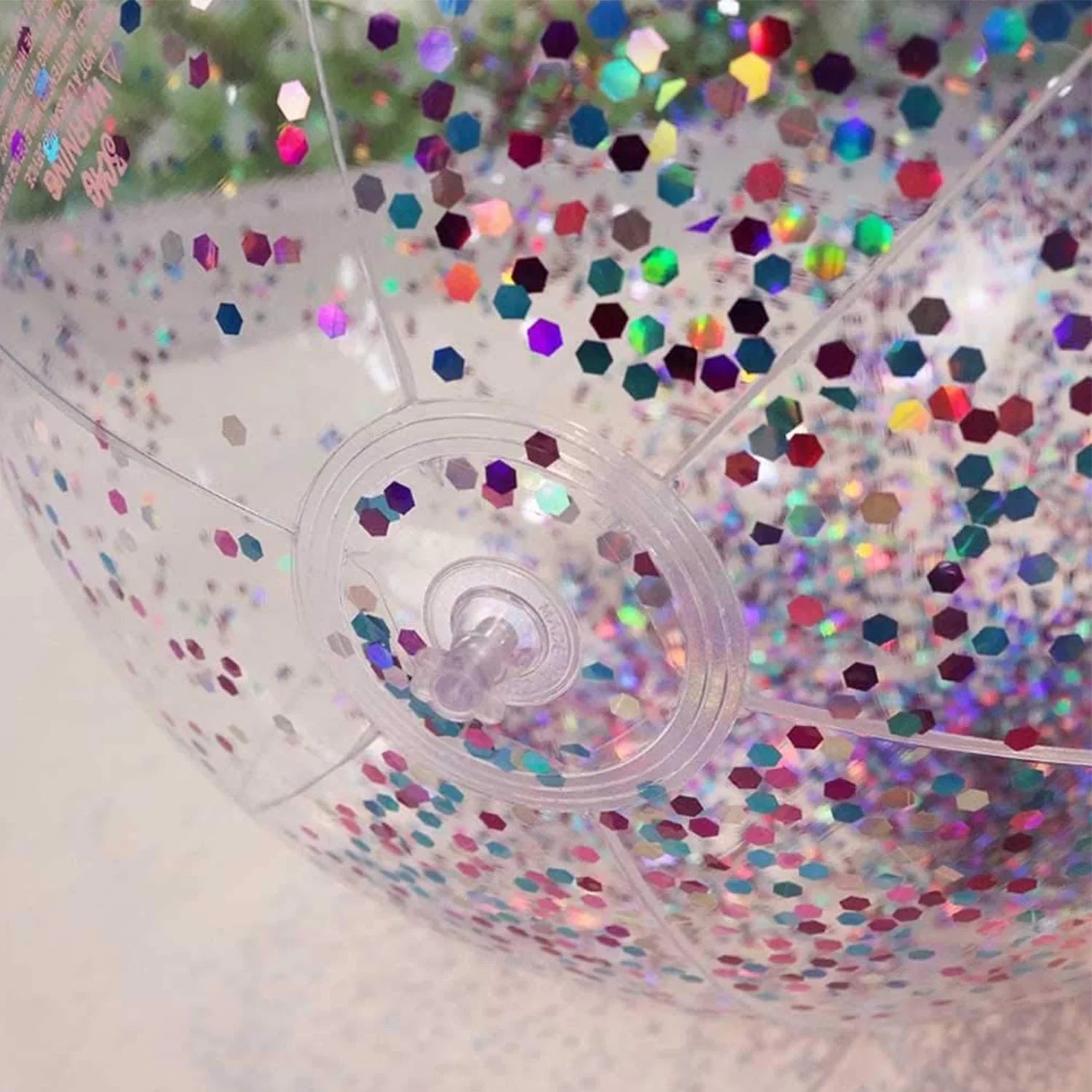 Junipel Inflatable Beach Glitter Ball with Confetti 16 & 24 Inch Premium Beach Theme Water Sand Toy for Beach Party Decoration, Pool Party Supplies Summer Beach Balls -Set of 6 |