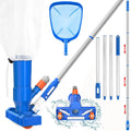 Upgraded Handheld Portable Pool Vacuum Cleaner with Pool Skimmer Net, Swimming Pool Cleaner Kit, 4 Section Poles of 60" Pool Vacuum Jet Cleaner for Above Ground Pool Pond Spa Fountains Hot Tub