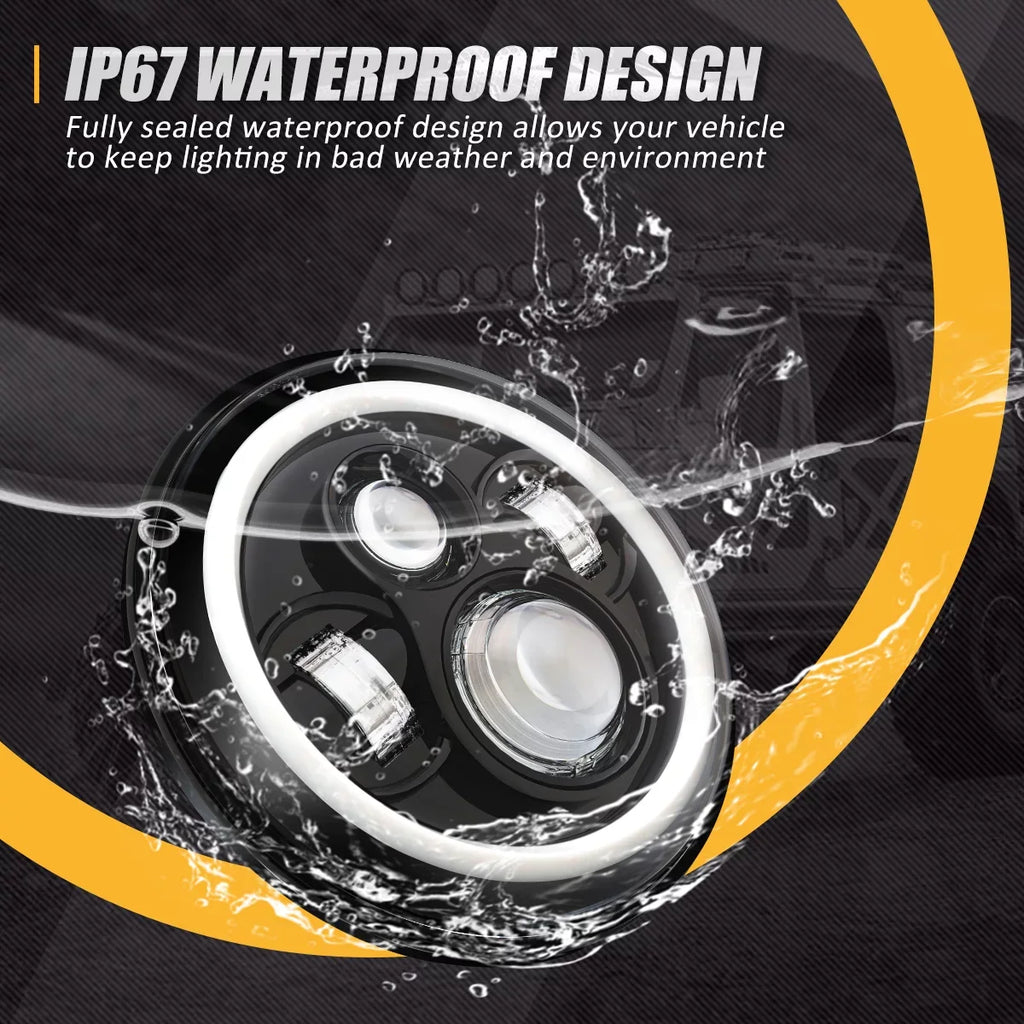 NUVISION LIGHTING NVL-HL-001H Nuvision For 1997 to 2018 Jeep Wrangler/Wrangler JK TJ LJ CJ 2Pcs 7 inches LED Halo DRL Projector Black Housing Headlights 13 14