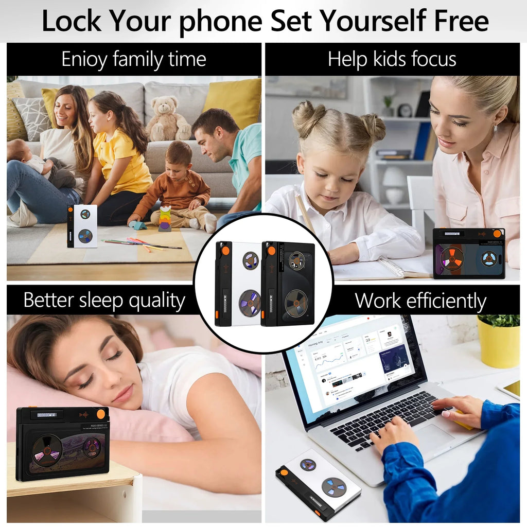 Cell Phone Lock Box with Timer, Portable Timed Lock Box for Phone With Semi-Transparent Cover, Help to Prevent Phone Addiction, Focus on Real Life (L 6.7x3.5x0.7, Black-One Screen)