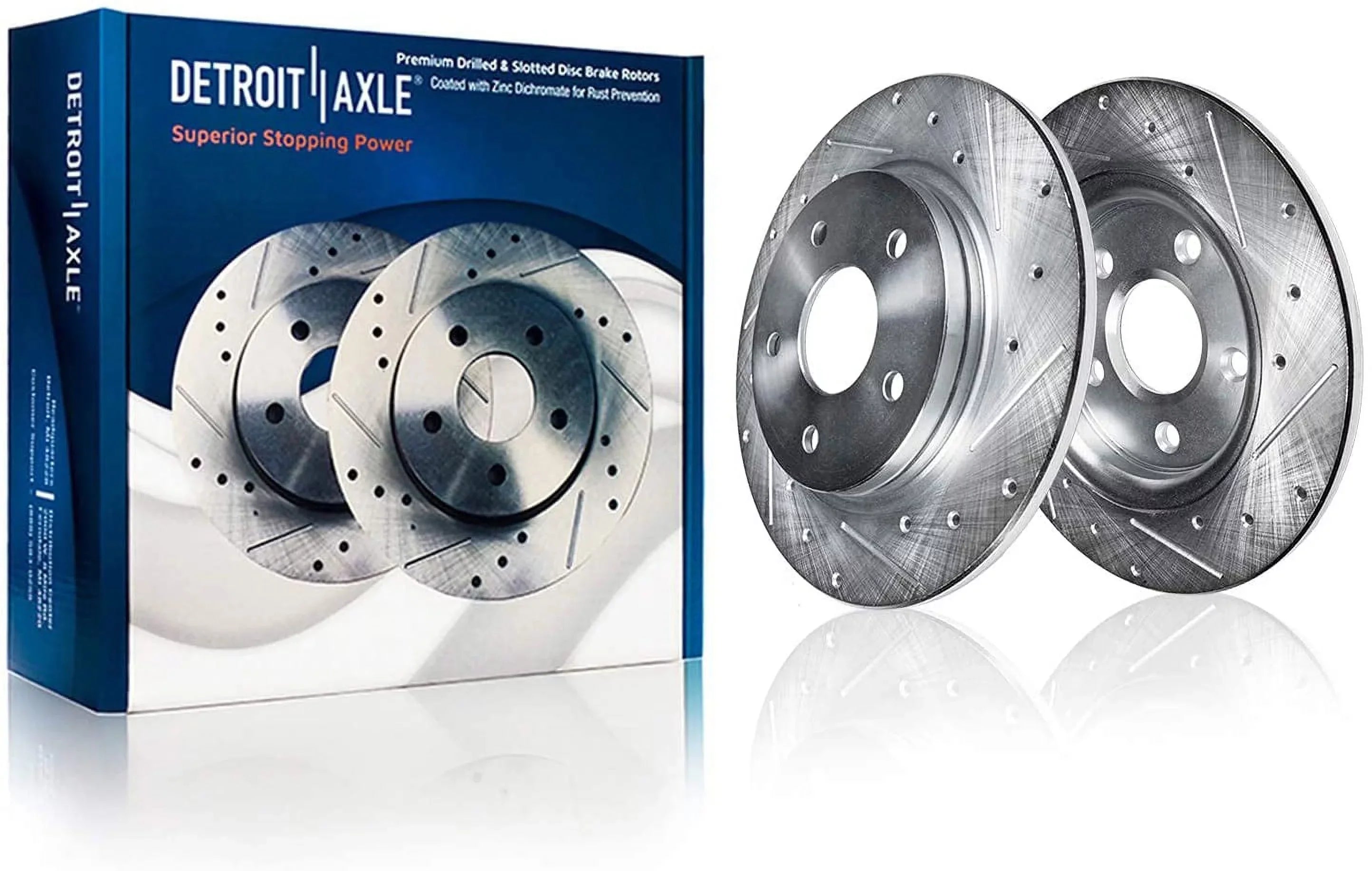 Detroit Axle - Brake Kit for 2007-2017 Jeep Wrangler Front & Rear Drilled Slotted Brakes Rotors Ceramic Brake Pads 2008 2009 2010 2011 2012 2013 2014 2015 2016 Replacement : 11.89'' Front Rotor