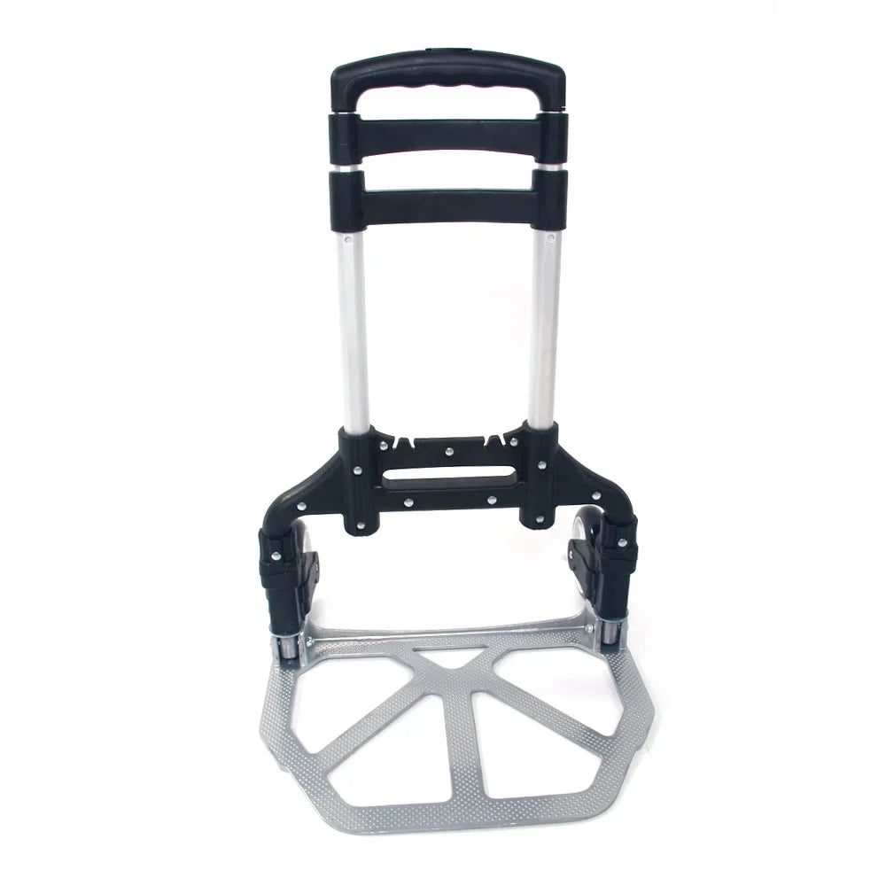 GoDecor Portable Foldable Trolley, with Telescopic Rod, for Carry Luggage, Black