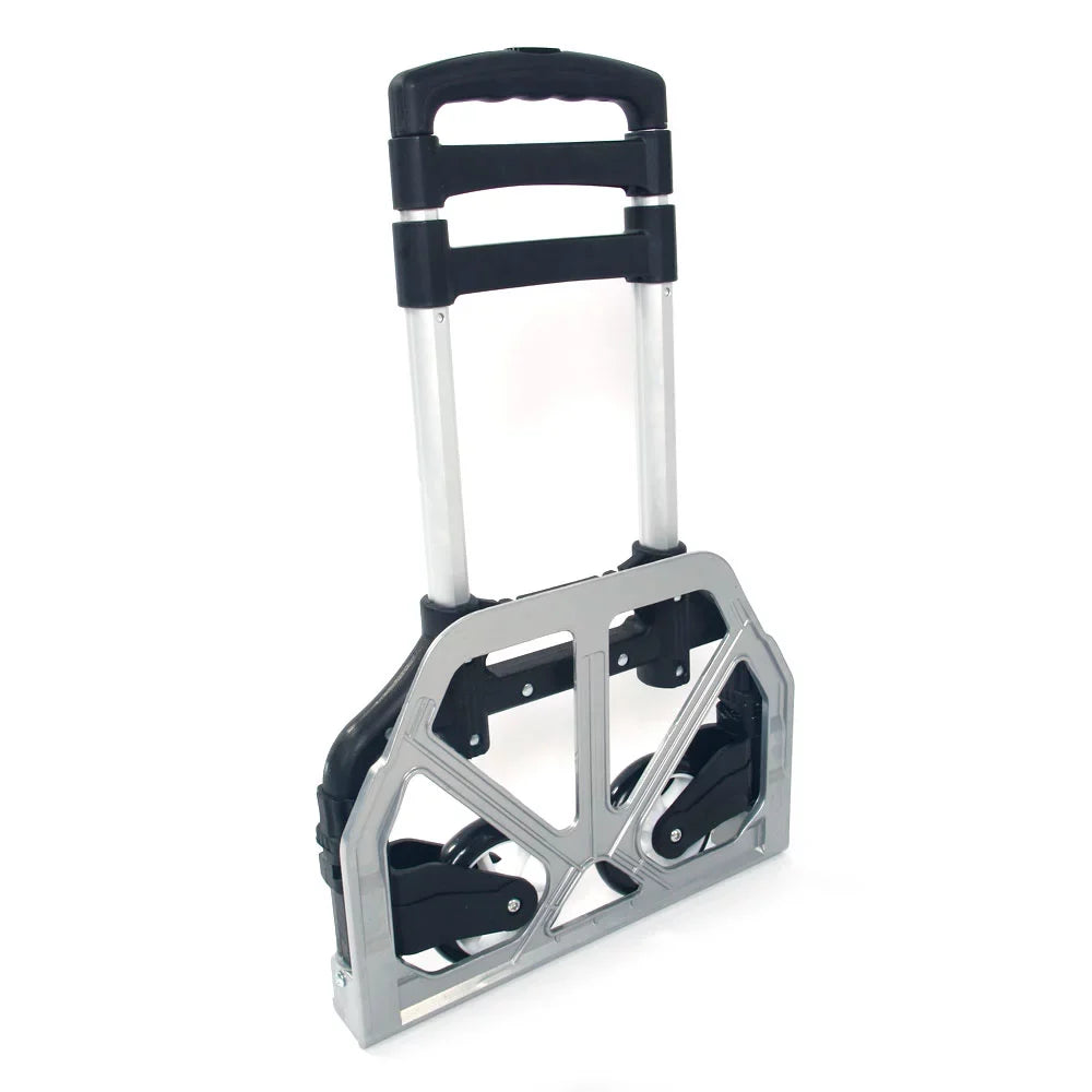 GoDecor Portable Foldable Trolley, with Telescopic Rod, for Carry Luggage, Black