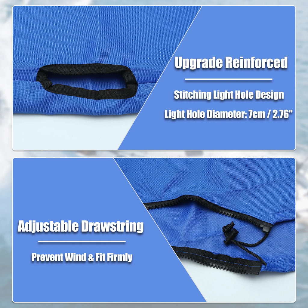 Boat Bimini Top Storage Boot with Light Hole 600D Polyester Canvas Blue 91"-96" W for 3 Bow 4 Bow