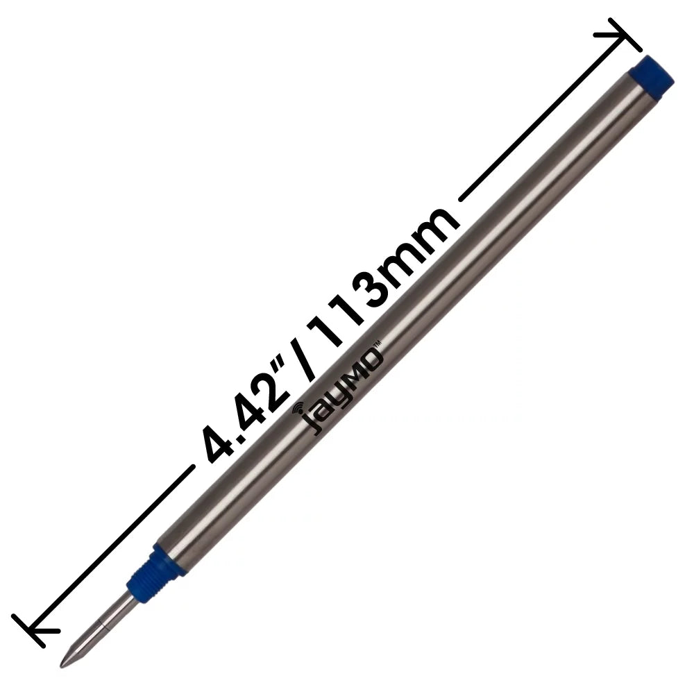 Jaymo Replacement for Montblanc 105159 - Measures 4.44 in / 113 mm Long - Rollerball Pen Refill - 24 Blue