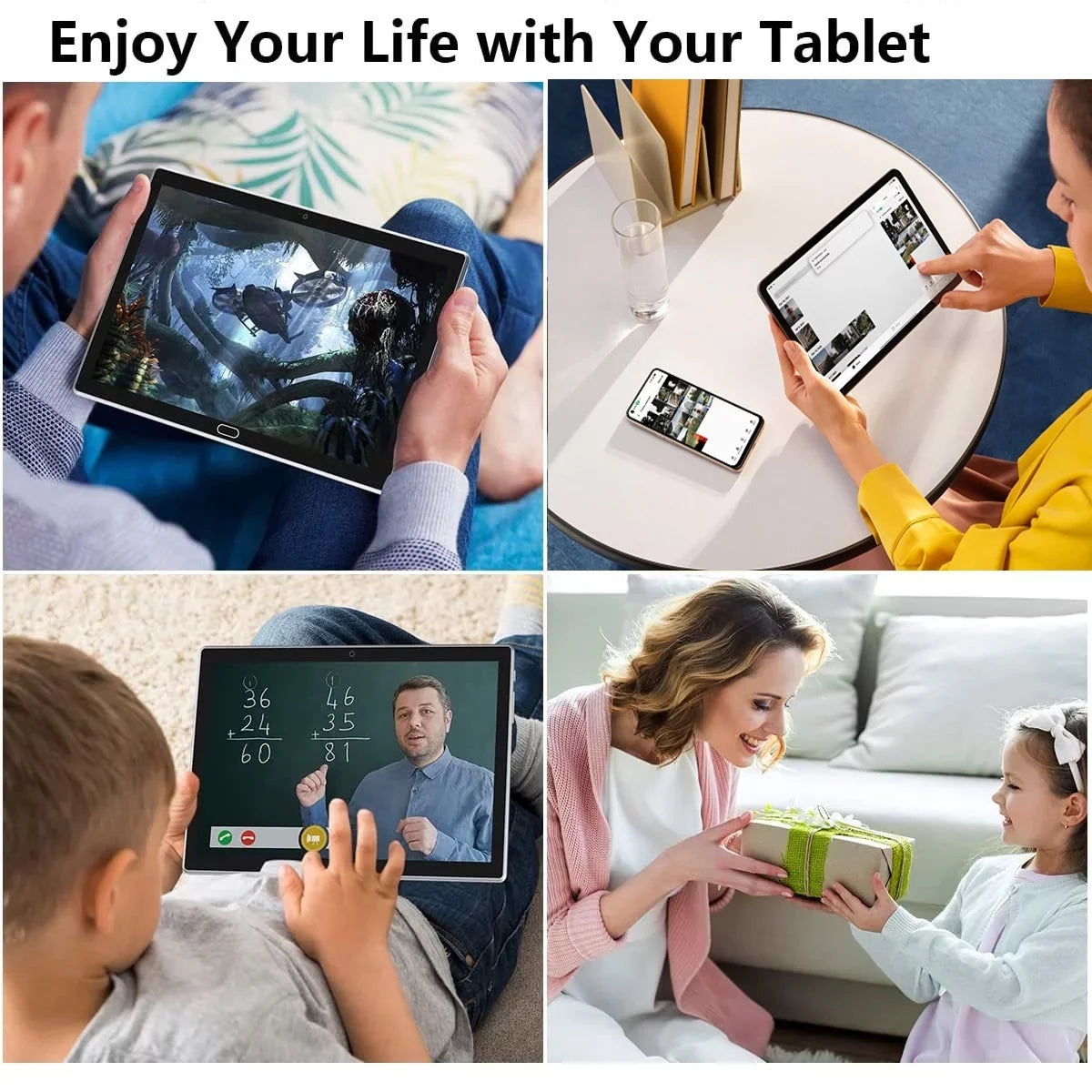 Tablet 10 inch Android Tablet, Android 11 Tablet, 4G Phone Tablet, 2 in 1 Tablet,Tablet with Keyboard,4GB RAM+64GB Storage,Octa-Core Processor,Dual 13MP Camera,Wi-Fi Tablet,Mother's Day Gift Tablet