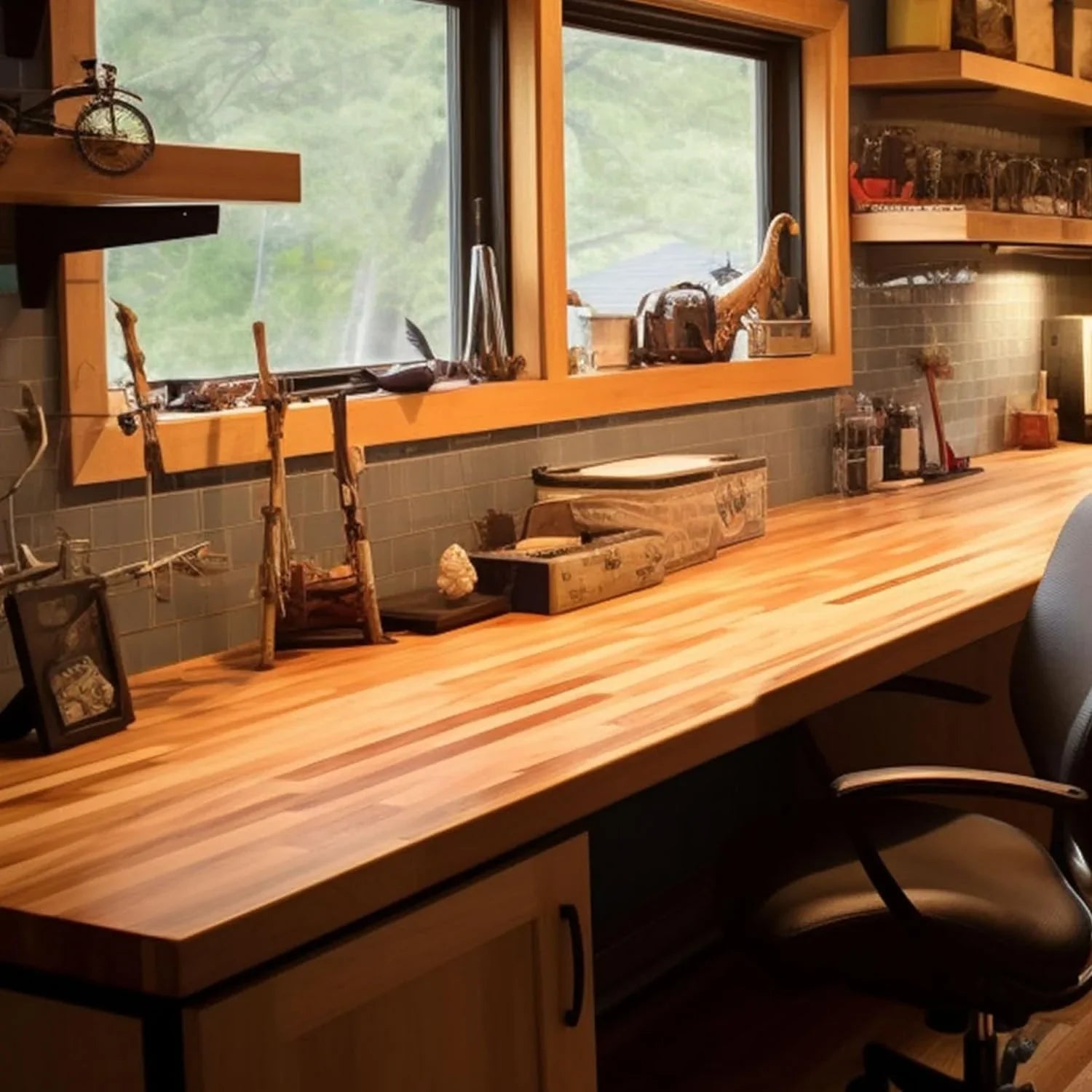 Butcher Block Counter Top, Grown Oak Solid Hardwood Countertop, Wood Slabs For Kitchen, Reversible, Both Side Polished, Prefinished With Food-Safe Oil, 1.5" Thickness, 84" L X 25" W