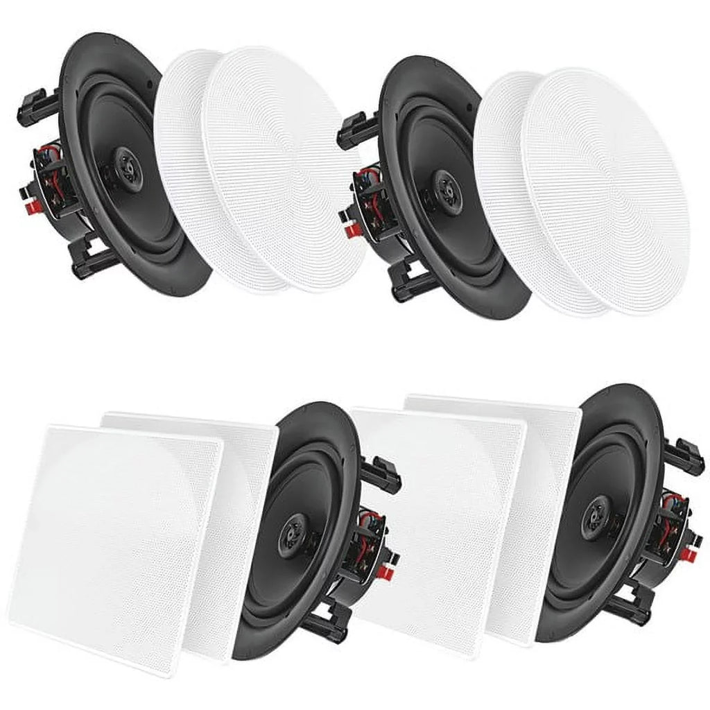 Pyle Audio 6.5 In 2 Way 200W Flush Mount Bluetooth Ceiling Wall Speakers, 4 Pack