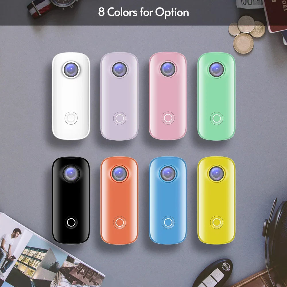 SJCAM C100+ Mini Action Camera 2K 30fps Video Digital Camera 30M Waterproof Magnetic Body Built-in Rechrageable Battery WiFi Connection APP Sharing with Waterproof Case Back Clip Lanyard