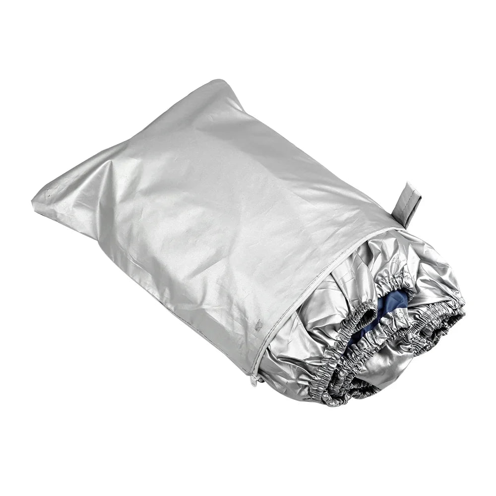 Boat Cover Yacht Protection Waterproof Heavy Duty Silver Reflective 300D Oxford Fabric Anti-smashing Durable and Tear Proof Fits V-HULL TRI-HULL Runabouts and Bass Boats 11-13FT