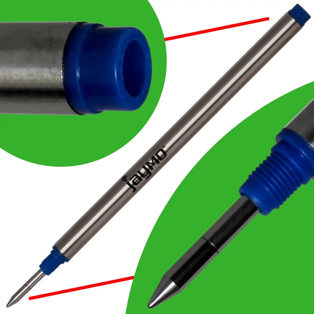 Jaymo Replacement for Montblanc 105159 - Measures 4.44 in / 113 mm Long - Rollerball Pen Refill - 24 Blue