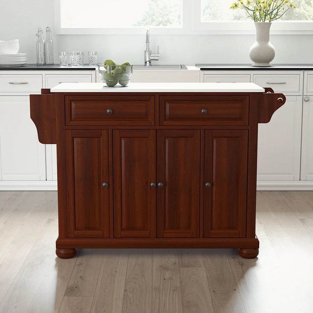 Maykoosh Country Cottage Stone Top Full Size Kitchen Island/Cart Black/White