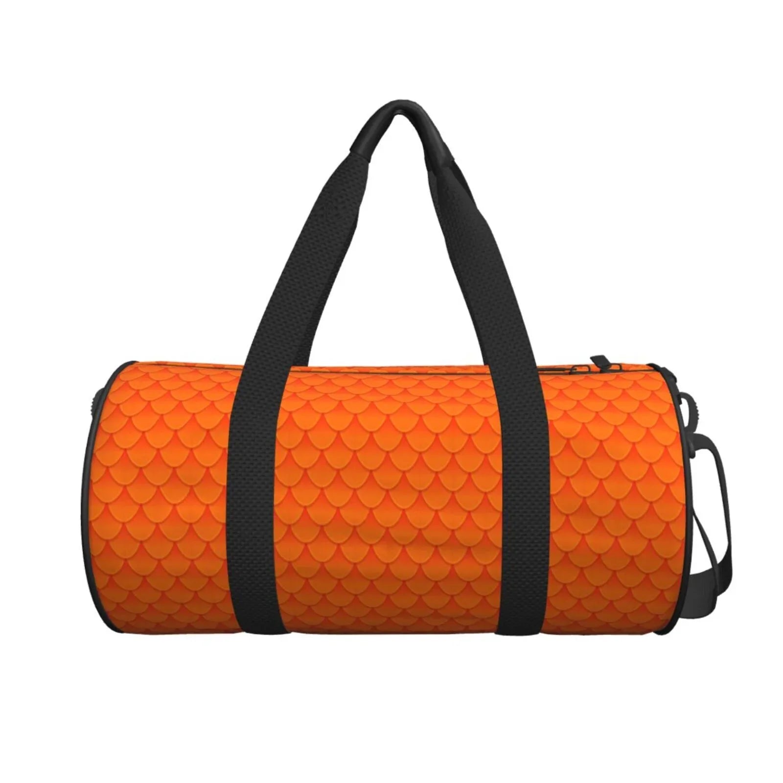 Coaee Orange Scales Large Capacity Travel Luggage Bag Cylinder Gym Bag Waterproof Sports Bag with Pocket and Compartment