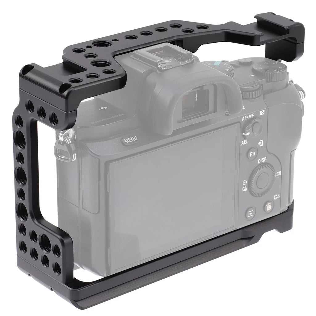 Htovila Camera Cage Aluminum Alloy Video Cage Replacement for Sony A7M3 A7R3 A9 Mirrorless Camera with Cold Shoe Mount 1/4 Inch & 3/8 Inch Screw Holes