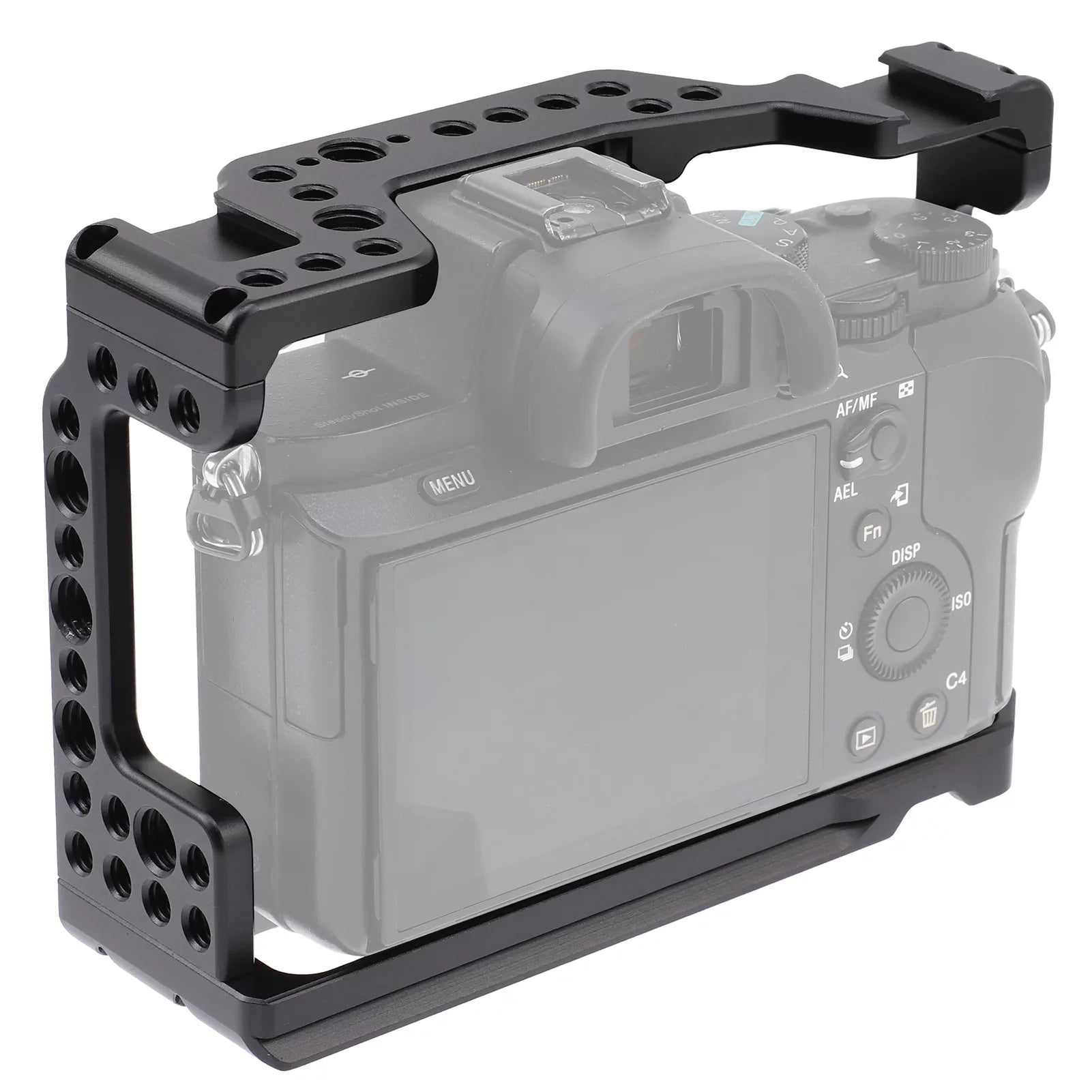 Htovila Camera Cage Aluminum Alloy Video Cage Replacement for Sony A7M3 A7R3 A9 Mirrorless Camera with Cold Shoe Mount 1/4 Inch & 3/8 Inch Screw Holes