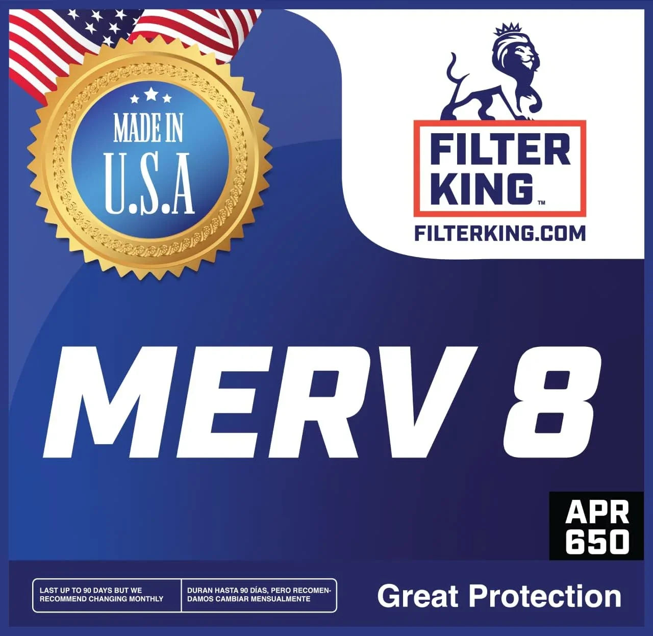 Filter King 19x61.5x1a Air Filter | 4-PACK | MERV 8 HVAC Pleated A/C Furnace Filters | MADE IN USA | Actual Size: 19 x 61.5 x .75"