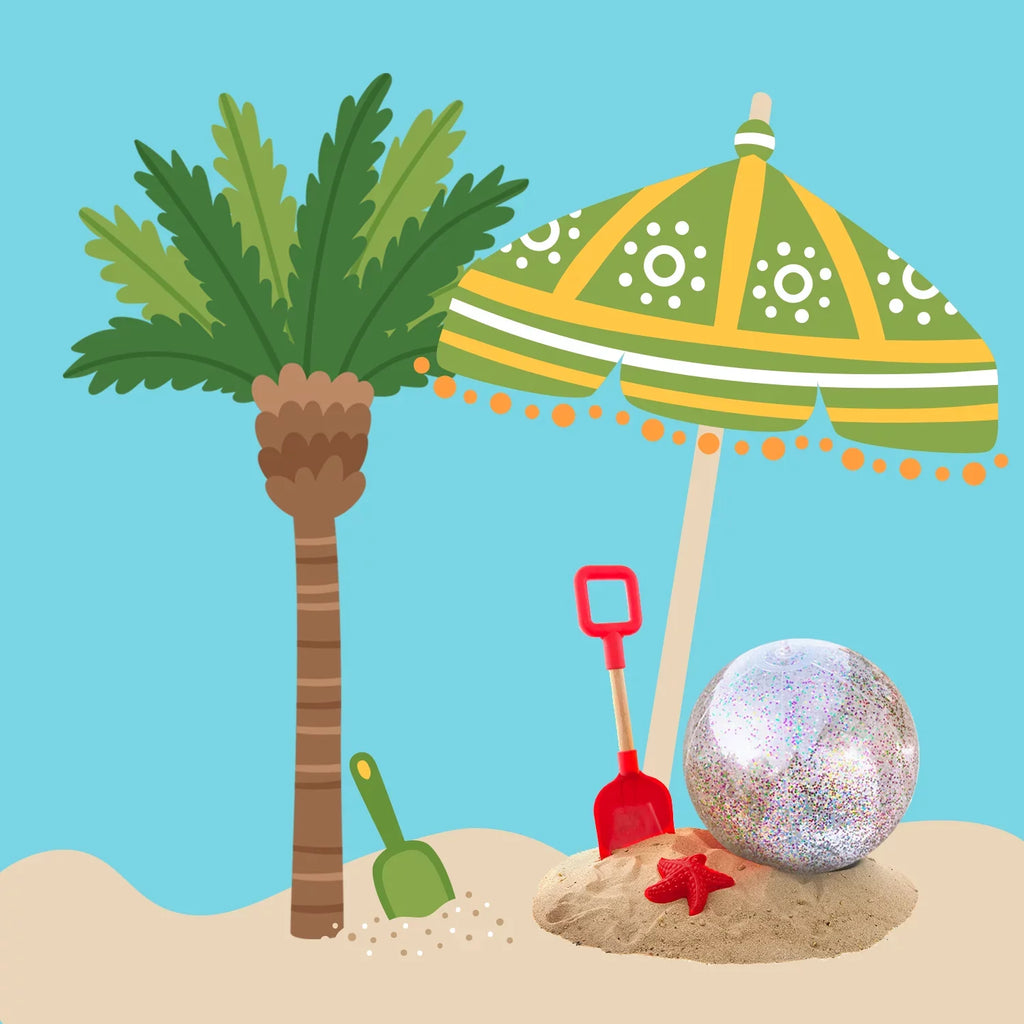 Junipel Inflatable Beach Glitter Ball with Confetti 16 & 24 Inch Premium Beach Theme Water Sand Toy for Beach Party Decoration, Pool Party Supplies Summer Beach Balls -Set of 6 |