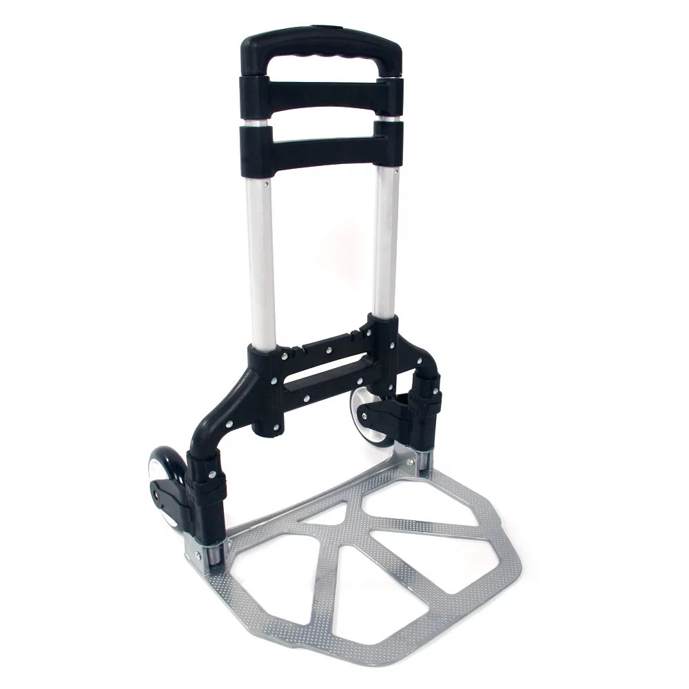 GoDecor Portable Foldable Trolley, with Telescopic Rod, for Carry Luggage, Black