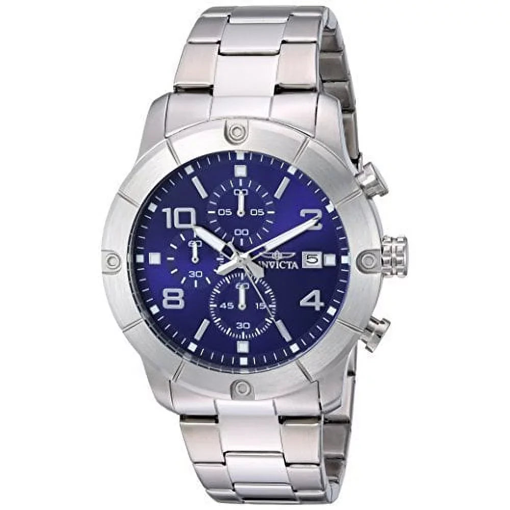 Invicta Men's Specialty Steel Bracelet & Case Flame-Fusion Crystal Quartz Blue Dial Analog Watch 17763