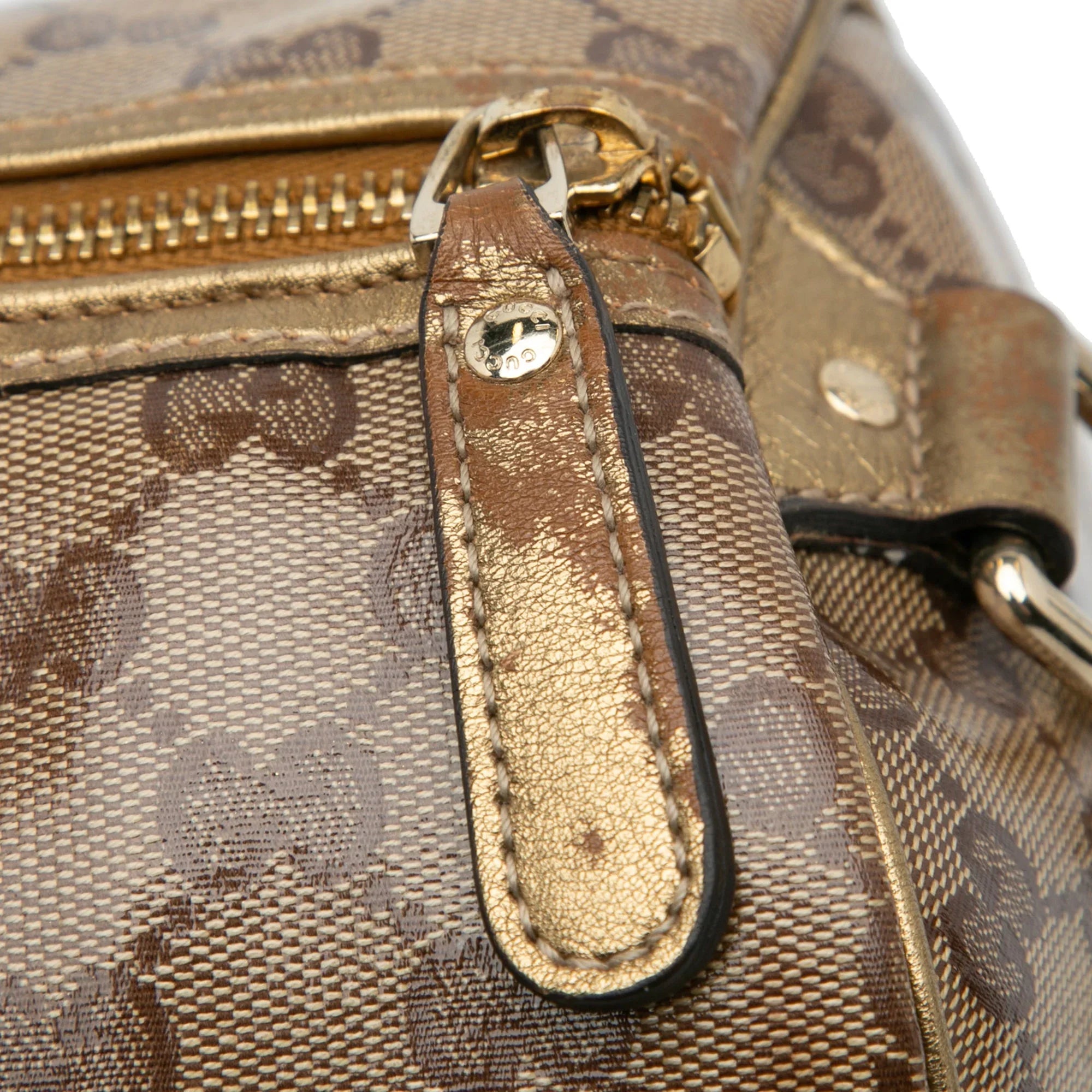 Pre-Owned Authenticated Gucci GG Crystal Joy Satchel Coated Canvas Fabric Brown Unisex (Fair)