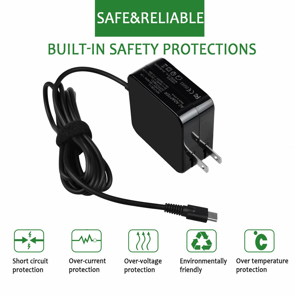 KONKIN BOO Compatible 45W AC Adapter Charger Power USB-C Replacement for 100E 2nd Gen 81QB000AUS Chromebook
