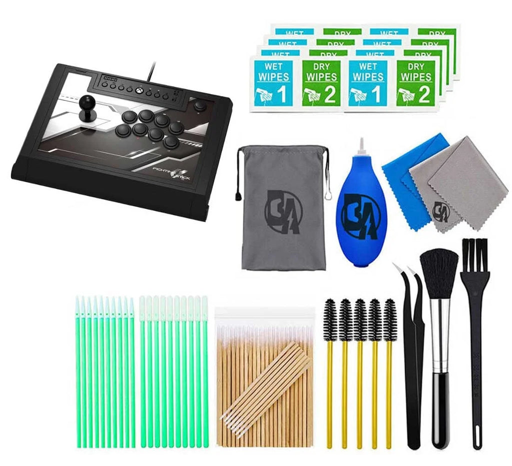 Hori - Fighting Stick Alpha -Tournament Grade Fightstick for Xbox Series X | S - Black With Cleaning Manual Kit Bolt Axtion Bundle Like New