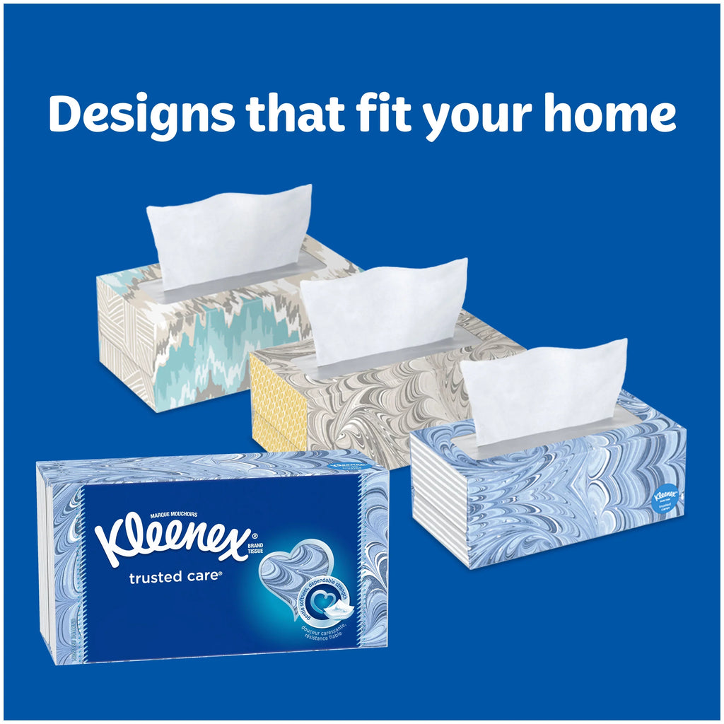Kleenex Trusted Care Everyday Facial Tissues, 100 Tissues per Flat Box, 16 Pack (1,600 Tissues Total)