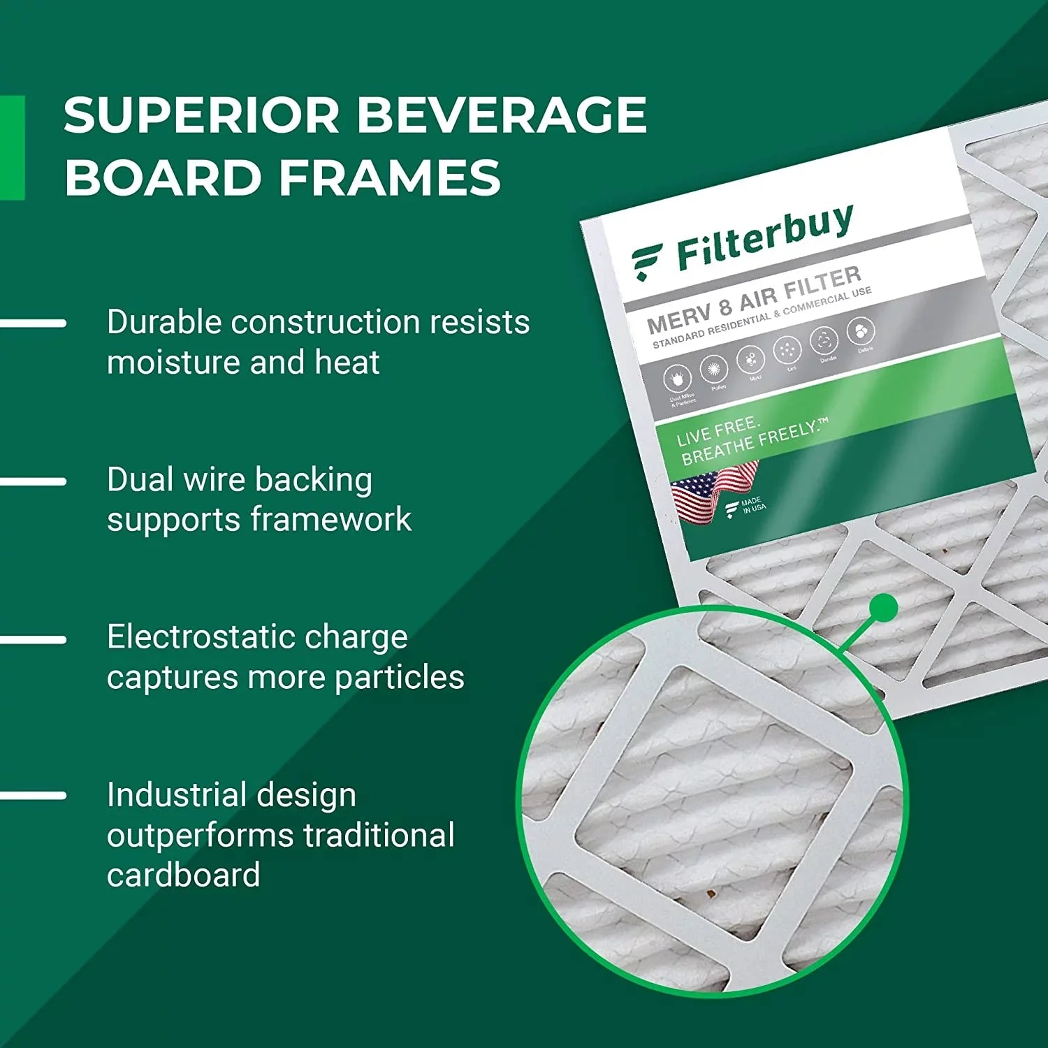 Filterbuy 25x25x1 MERV 8 Pleated HVAC AC Furnace Air Filters (12-Pack)