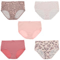 Delta Burke Intimates Women's Plus Size Sexy Classic High Rise Brief Panties (5Pr) (Large, Pink Floral Dots)