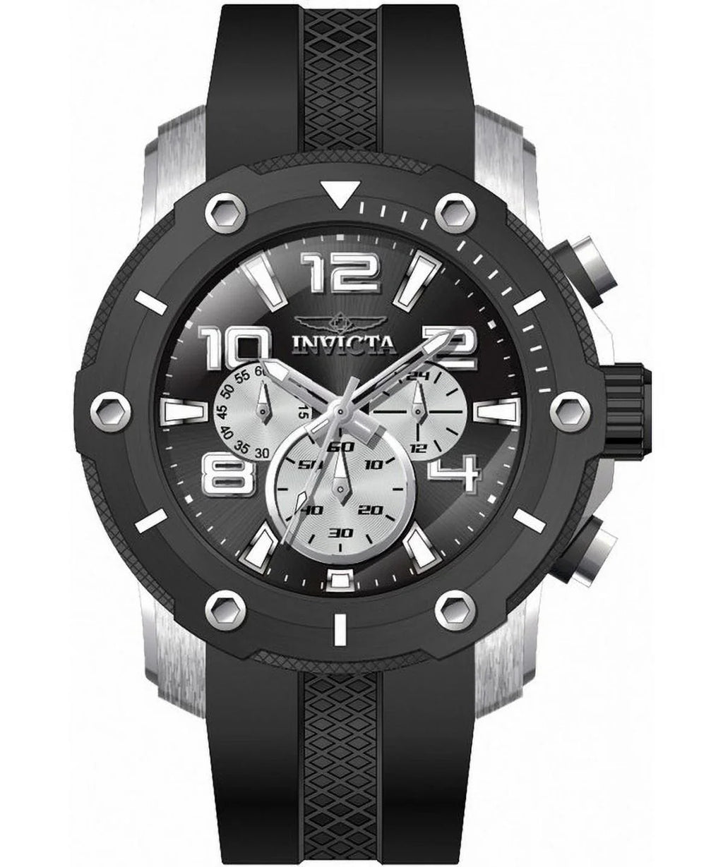 Invicta Pro Diver Chronograph Silicone Strap Black Dial Quartz 45739 100M Men's Watch