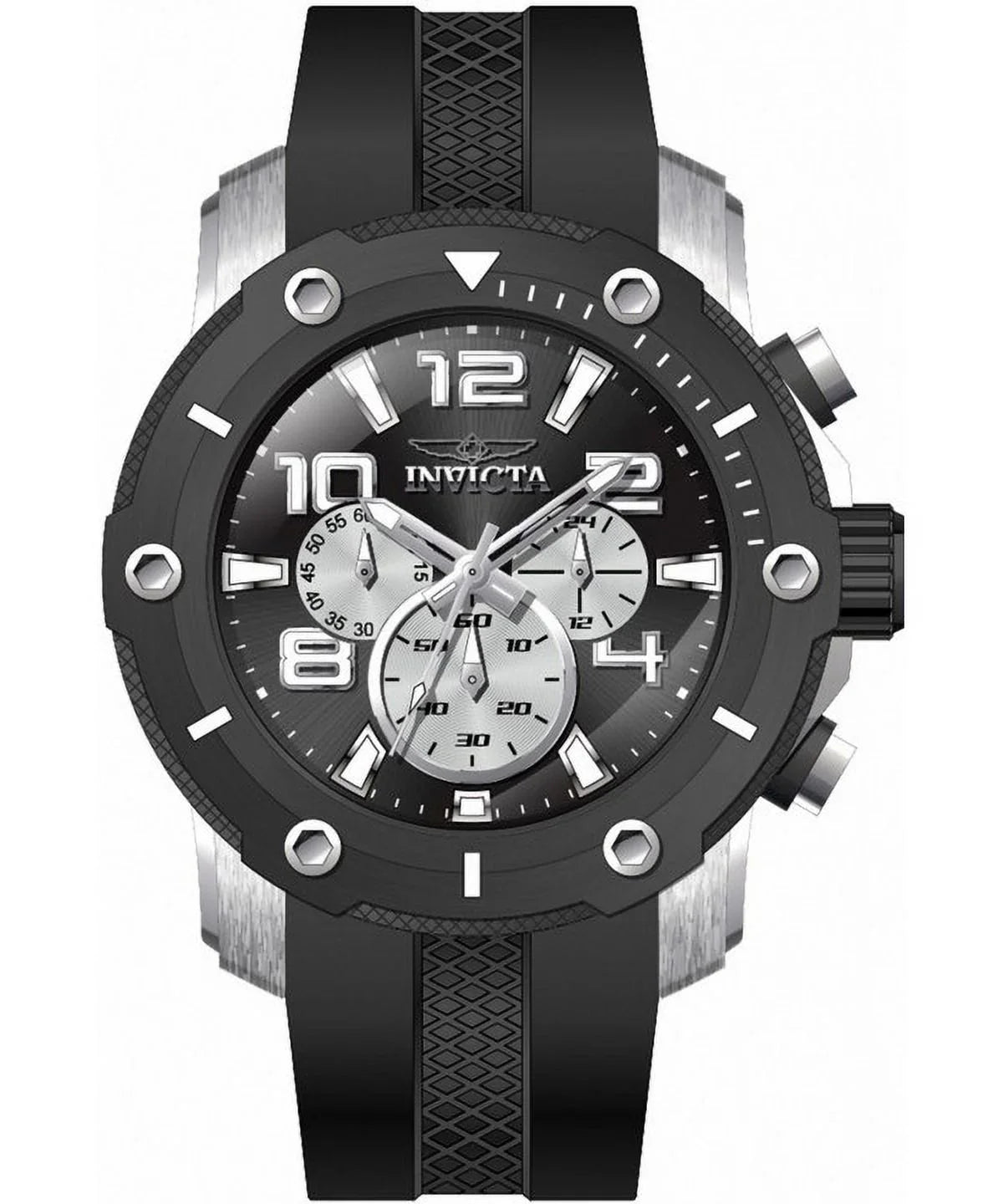 Invicta Pro Diver Chronograph Silicone Strap Black Dial Quartz 45739 100M Men's Watch