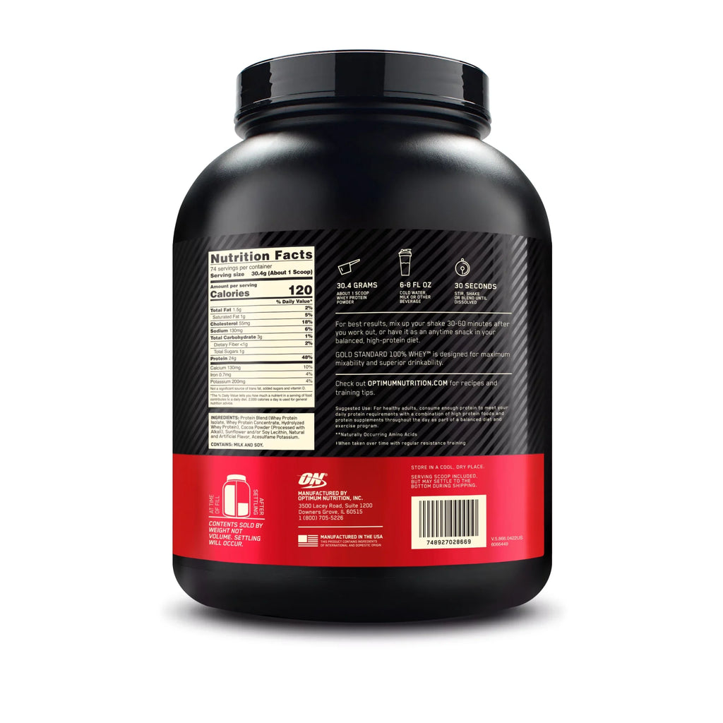 Optimum Nutrition, Gold Standard 100% Whey Protein Powder, Double Rich Chocoalte, 5 lb, 74 Servings