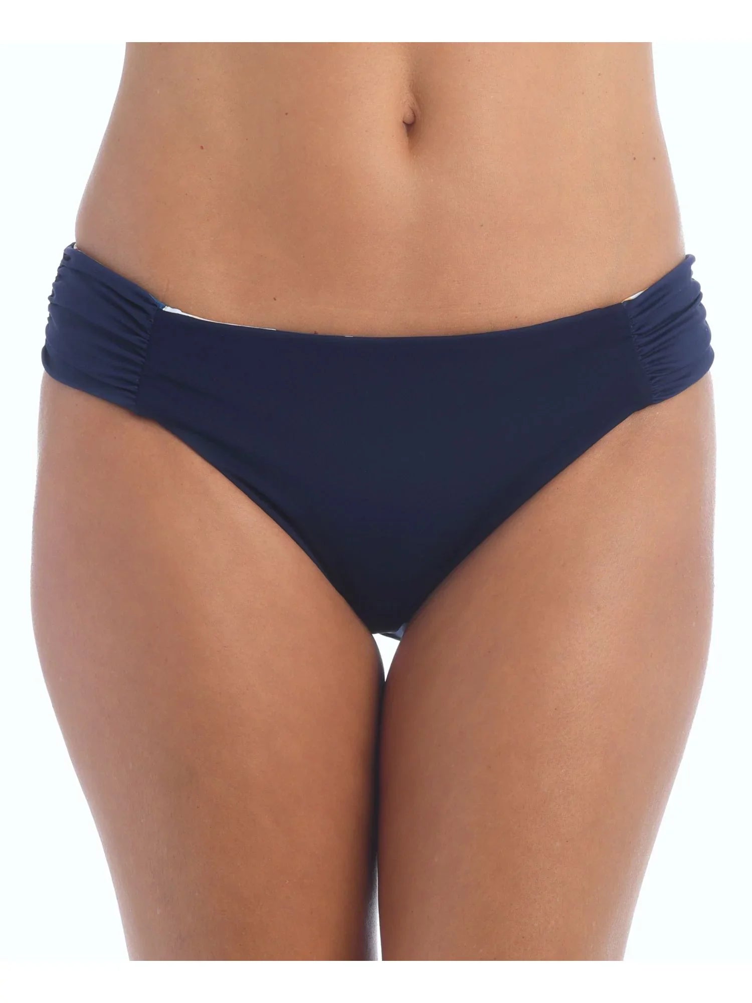 LA BLANCA Women's Navy Floral Stretch Shirred Lined Reversible Moderate Coverage Petals In Bloom Hipster Swimsuit Bottom 16