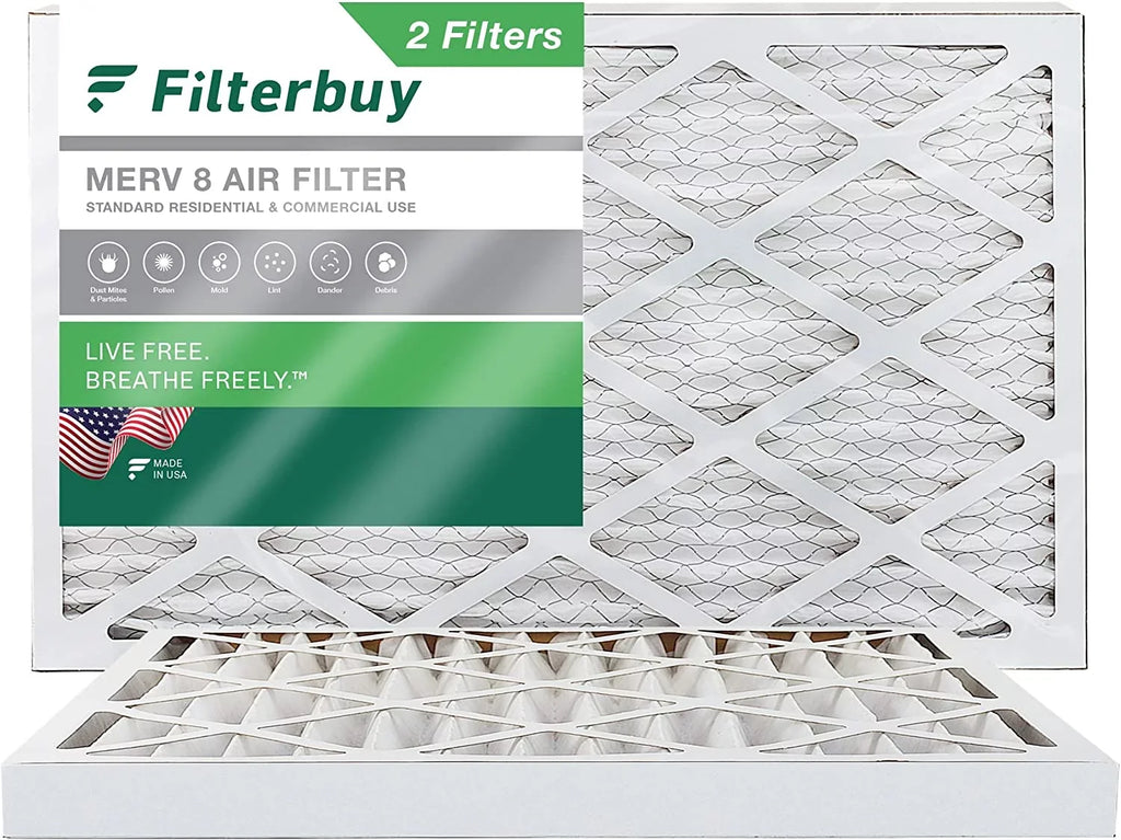 Filterbuy 20x32x2 MERV 8 Pleated HVAC AC Furnace Air Filters (2-Pack)
